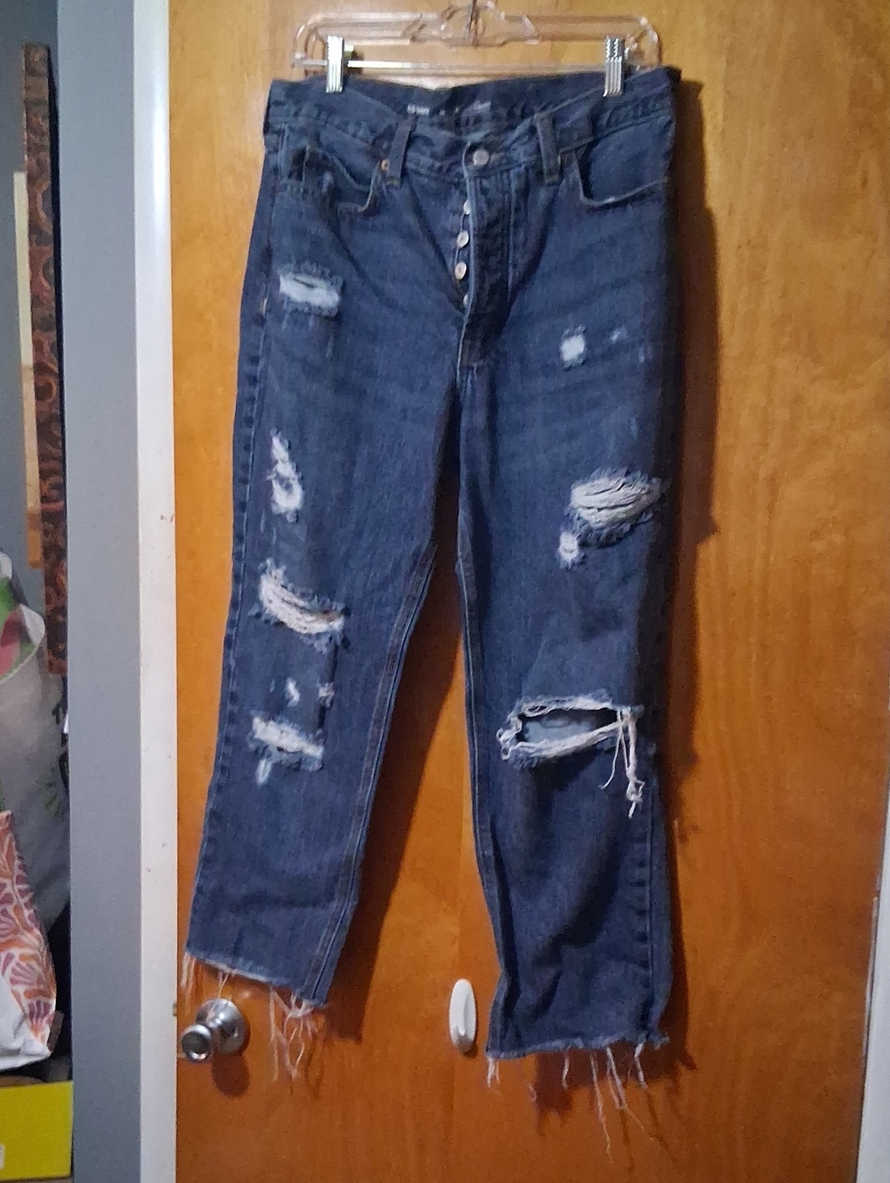 Old Navy Blue Distressed Slouch Straight Size 10